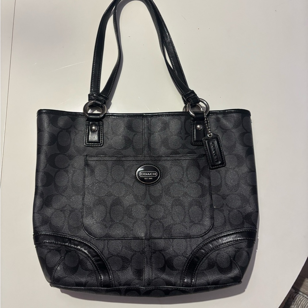 Coach Black Monogram Tote Bag
